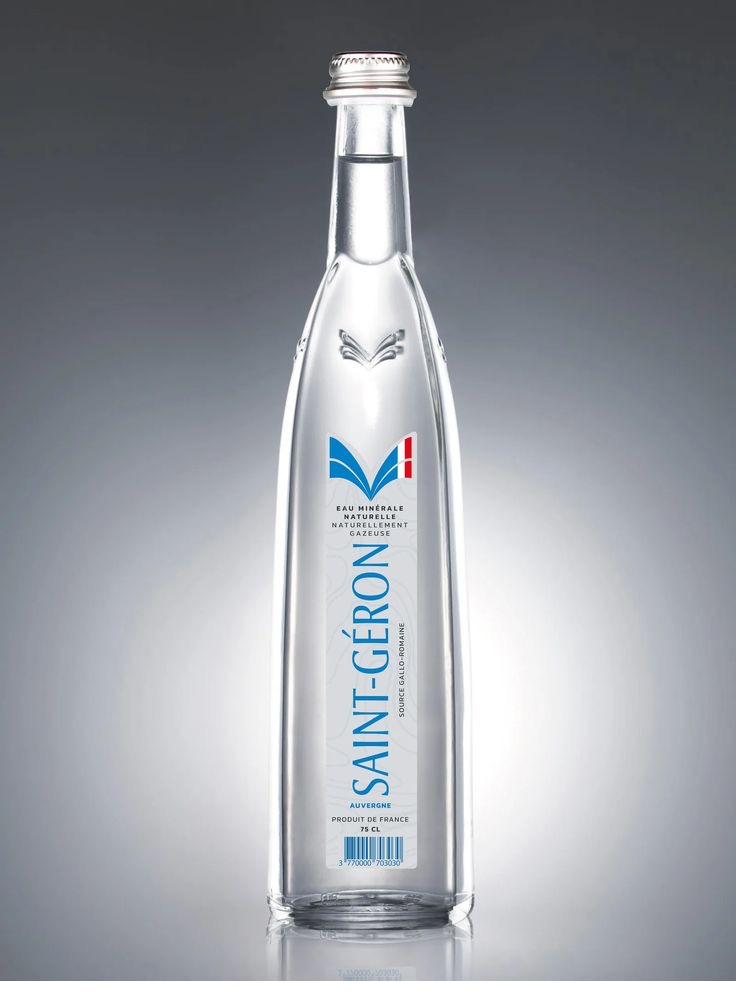 Bottle of Saint-Géron naturally sparkling mineral water, Auvergne, France